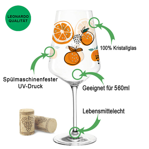Leonardo Puccini Weingläser mit UV-Druck im Orangen Abstrakt Design im Set