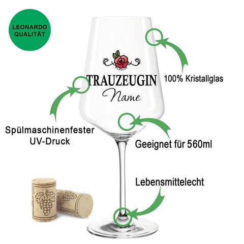 Leonardo Weinglas mit Gravur "Trauzeugin"