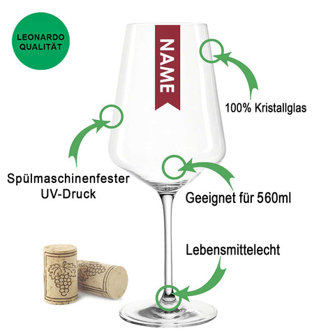 Leonardo Puccini Weingläser mit UV-Druck "Elegant" mit Name im Set
