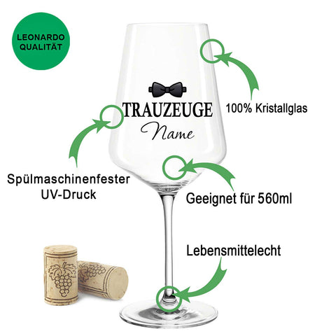 Leonardo Weinglas mit Gravur "Trauzeuge"