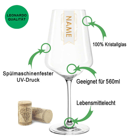 Leonardo Puccini Weingläser mit UV-Druck "Elegant" mit Name im Set