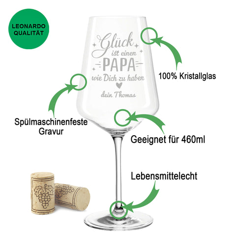 Leonardo Weinglas mit Gravur "Glück ist einen Papa wie Dich zu haben"