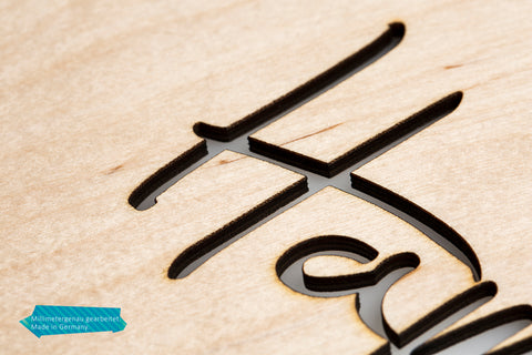 Wanduhr aus Holz Skyline Kiel Birke Makro