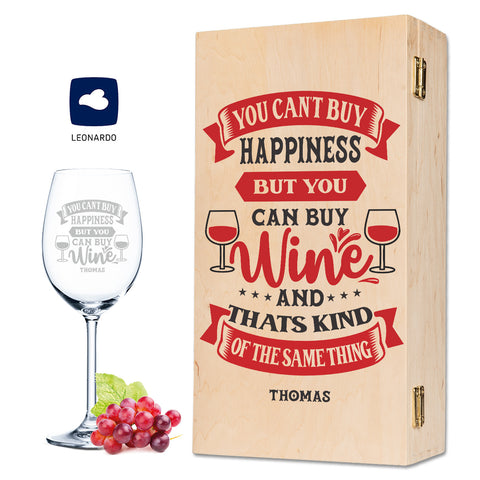 Leonardo Weinglas mit Gravur "You can't Buy happiness"