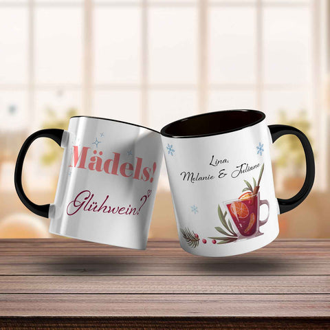 Bedruckte Tasse mit Weihnachtsmotiv - Mädels Glühwein mit Namen