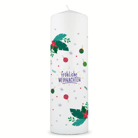 Große Kerze "Christmas Ornament" bedruckt mit Namen & Wunschtext zu Weihnachten