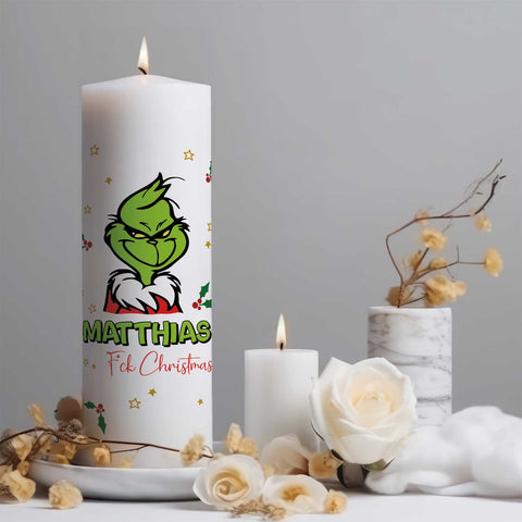 Große Kerze "Grinch" mit eigenem Namen