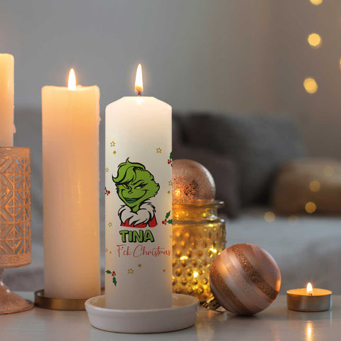 Große Kerze "Grinch" mit eigenem Namen