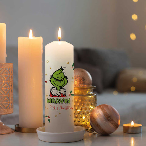 Große Kerze "Grinch" mit eigenem Namen