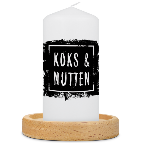 Kleine Kerze mit Spruch "Koks & Nutten"