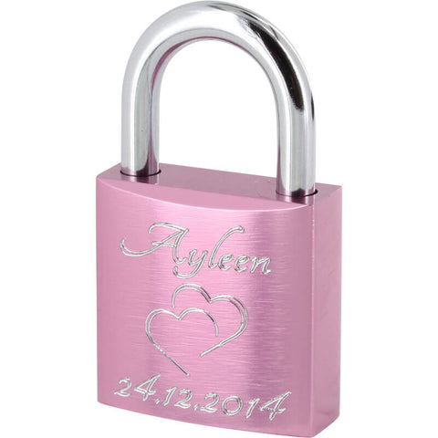 Baby Liebesschloss in Rosa mit Gravur