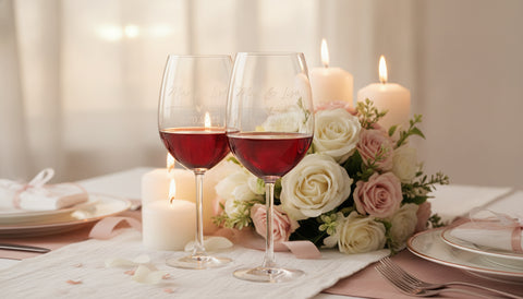Stölzle Lausitz Gläser mit Gravur im "Wedding Love" Design als Set - Lifestyle-Szene
