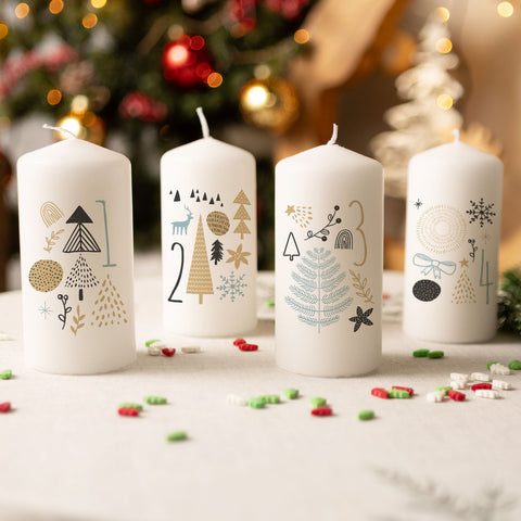Kleine Kerzen "Boho" - Adventskerzen im 4er Set