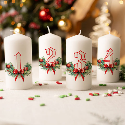 Kleine Kerzen "Advent Floral" - Adventskerzen im 4er Set