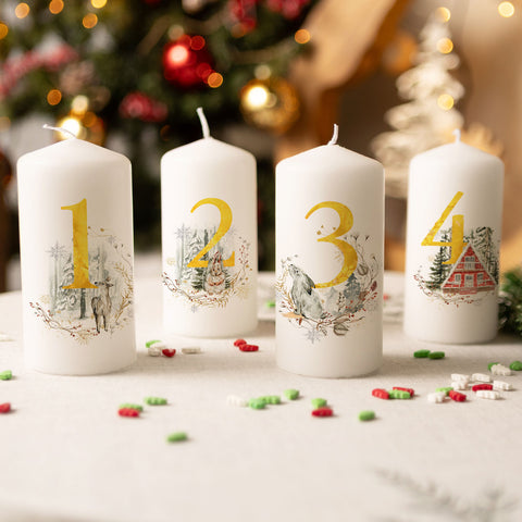 Kleine Kerzen "Advent Goldziffern" - Adventskerzen im 4er Set