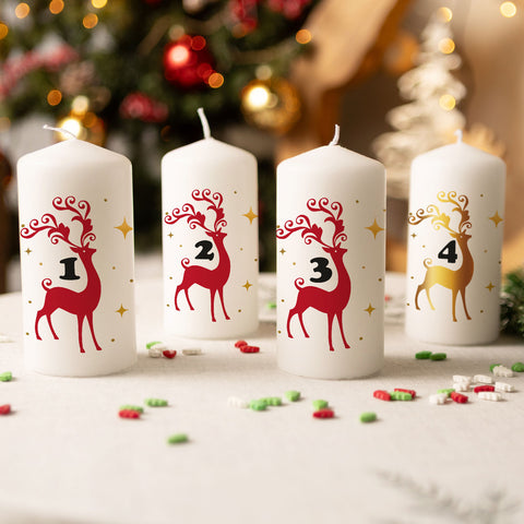 Kleine Kerzen "Advent Hirsch" - Adventskerzen im 4er Set