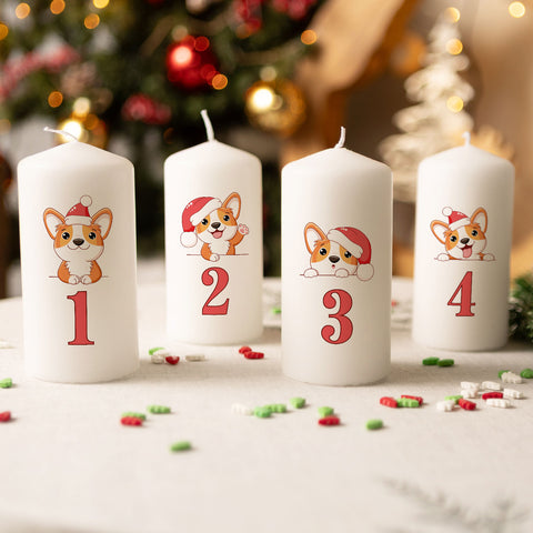 Kleine Kerzen "Advent Hunde" - Adventskerzen im 4er Set