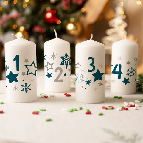 Kleine Kerzen "Advent Sterne" - Adventskerzen im 4er Set