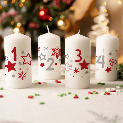 Kleine Kerzen "Advent Sterne" - Adventskerzen im 4er Set