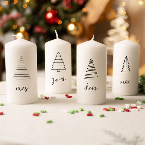 Kleine Kerzen "Tannenbäume" - Adventskerzen im 4er Set