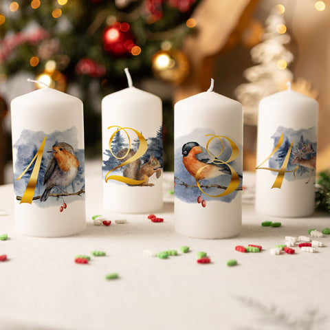 Kleine Kerzen "Advent Tiere" - Adventskerzen im 4er Set