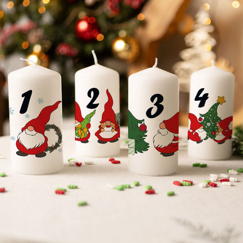 Kleine Kerzen "Advent Wichtel" - Adventskerzen im 4er Set