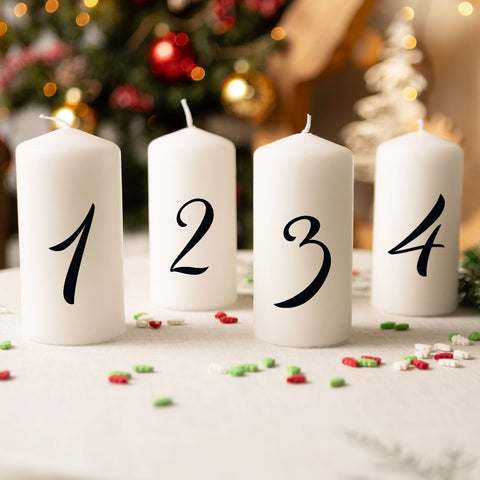 Kleine Kerzen "Advent Ziffern" - Adventskerzen im 4er Set