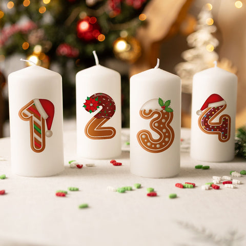 Kleine Kerzen "Lebkuchen" - Adventskerzen im 4er Set