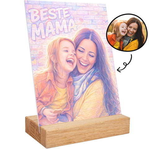 Personalisierter Aufsteller aus Acryl - Beste Mama Streetart - Geschenk mit eigenem Foto