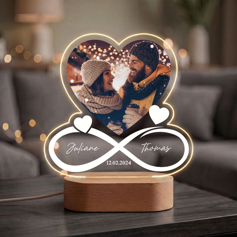 Beleuchtetes LED Acrylglas mit Foto, Namen & Datum - Unendlichkeit