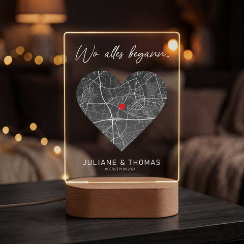 Beleuchtetes LED Acrylglas - Wo alles begann mit Namen