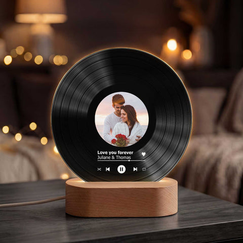 Personalisierte LED Song Cover Schallplatte - Geschenk mit eigenem Foto - Vinyl aus Acrylglas
