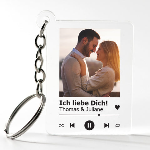 Schlüsselanhänger Song Cover Glas Bild mit Foto - Titel und Musikalbum inkl.