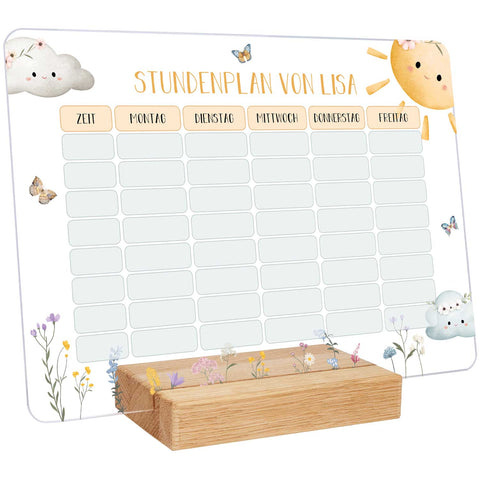 Personalisierter Stundenplan mit Namen in versch. Motiven
