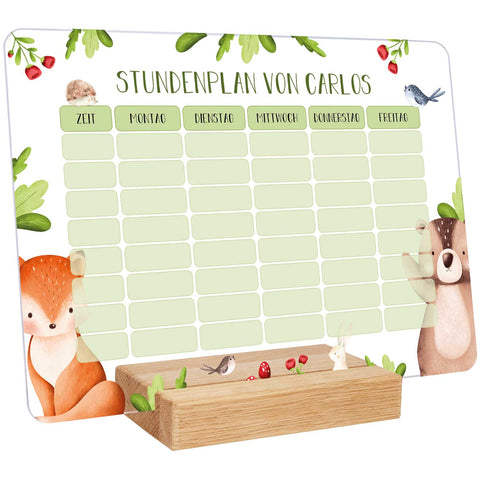Personalisierter Stundenplan - Tiergruppe mit Namen