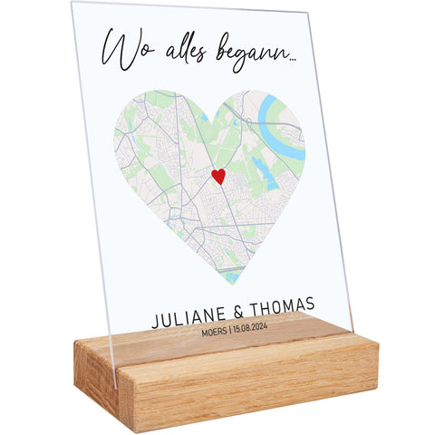 Personalisiertes Acrylglas mit dem Motiv "Wo alles begann"