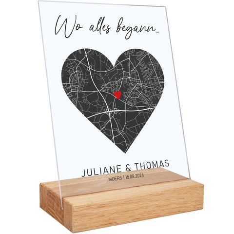 Personalisiertes Acrylglas mit dem Motiv "Wo alles begann"