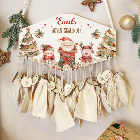 Personalisierter Adventskalender aus Holz mit Druckmotiv & Namen - Nikolaus