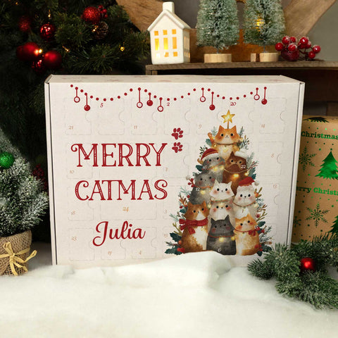 Personalisierter DIY Adventskalender mit Catmas Design zum selbst Befüllen