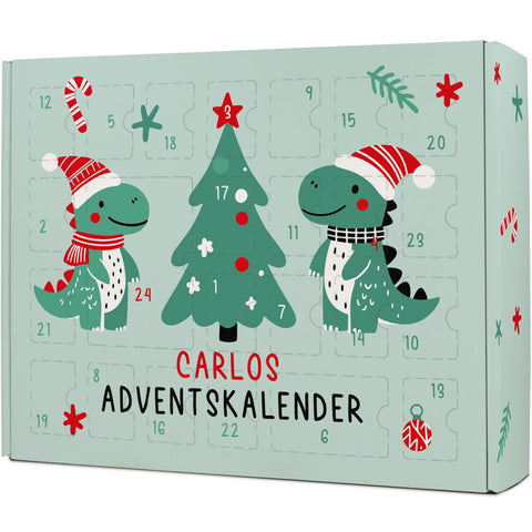 Personalisierter DIY Adventskalender mit Dinos Design zum selbst Befüllen