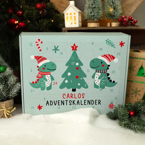Personalisierter DIY Adventskalender mit Dinos Design zum selbst Befüllen