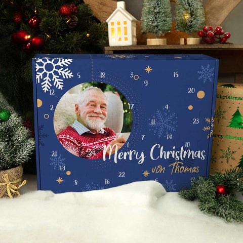 Personalisierter DIY Adventskalender Fotomotiv Kreis mit Foto & Namen zum selbst Befüllen