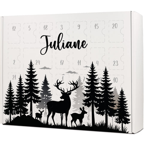 Personalisierter DIY Adventskalender mit Hirsch Design zum selbst Befüllen