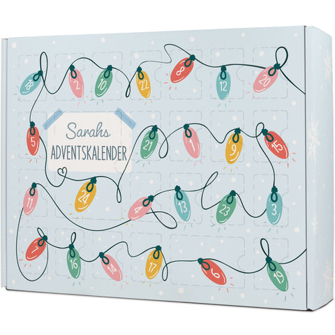 Personalisierter DIY Adventskalender mit Lichterkette Design zum selbst Befüllen