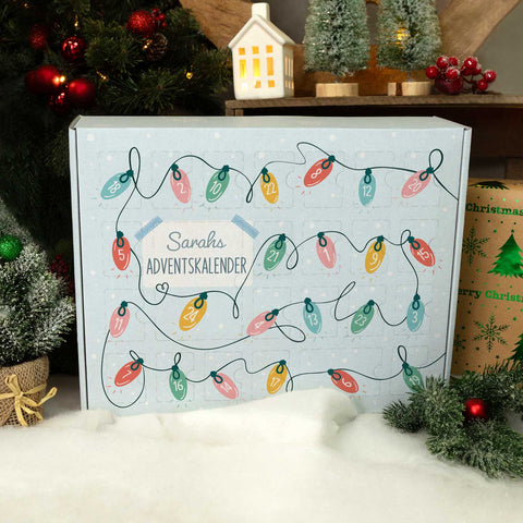 Personalisierter DIY Adventskalender mit Lichterkette Design zum selbst Befüllen