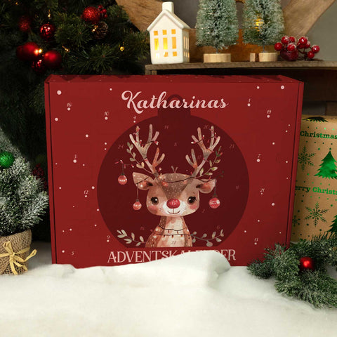 Personalisierter DIY Adventskalender mit Rentier Design zum selbst Befüllen
