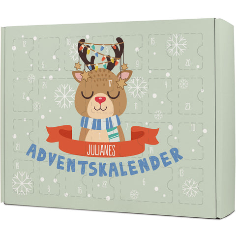 Personalisierter DIY Adventskalender mit Weihnachtstiere Design zum selbst Befüllen