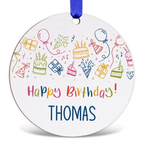 Geschenkanhänger aus Holz - Happy Birthday - Personalisiert mit Namen