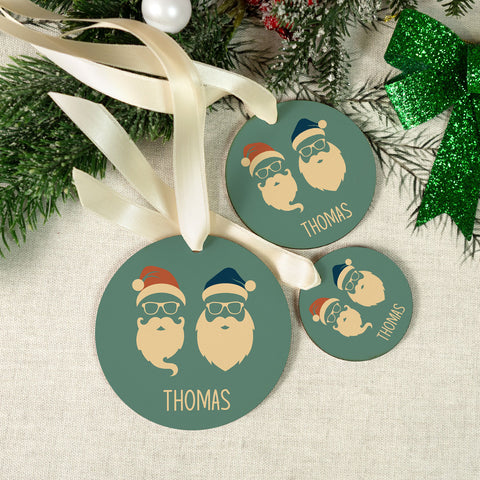 Christbaumschmuck aus Holz - Cool Santa - Weihnachtsanhänger mit Namen