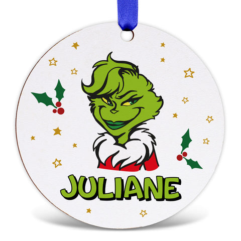Christbaumschmuck aus Holz - Grinch - Weihnachtsanhänger mit Namen